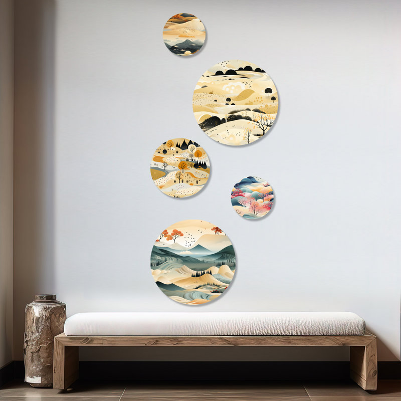 Marcellius - Abstract Abstract Round Wall Art Set Of 5