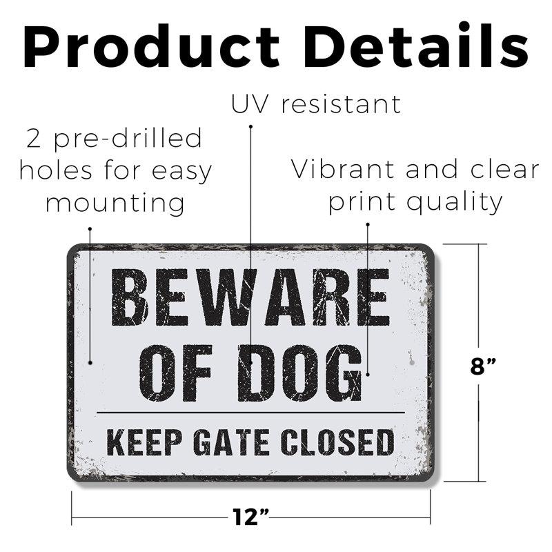 Panneau «Beware Of Dog» (paquet de 2) 8 po x 12 po