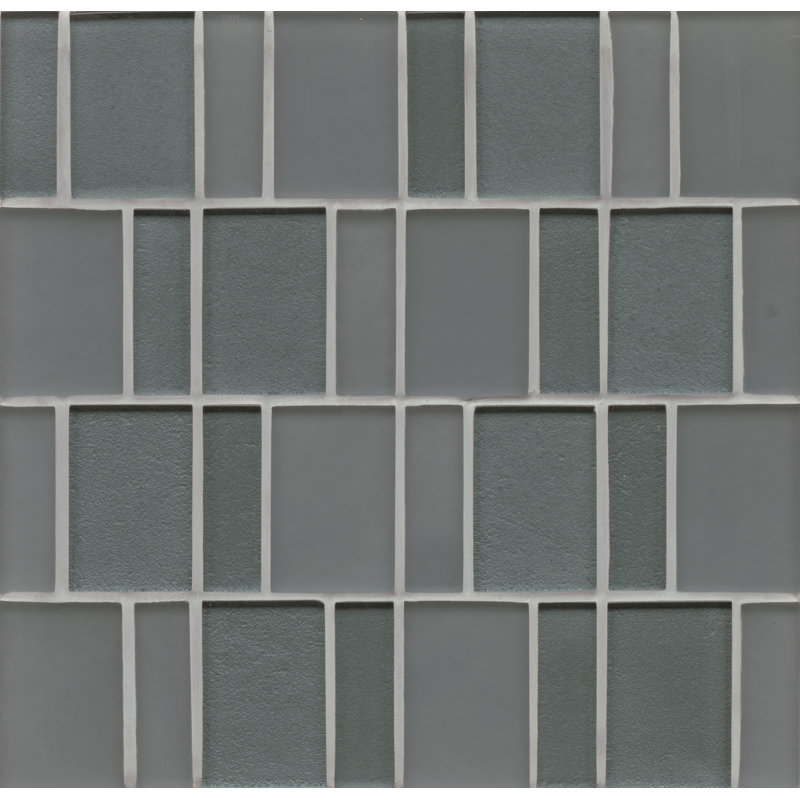 Manhattan Random Sized Glass Mosaic Wall Tile, Concrete