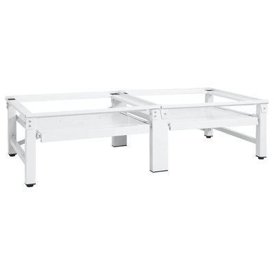 Laveuse et sécheuse à piédestal avec tablettes coulissantes - blanc