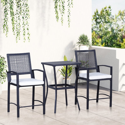 3-Piece Patio Bar Set With Soft Cushions