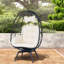 Swivel Patio Lounge Chairs, Steel Rattan Egg Chair, Modern Patio Home