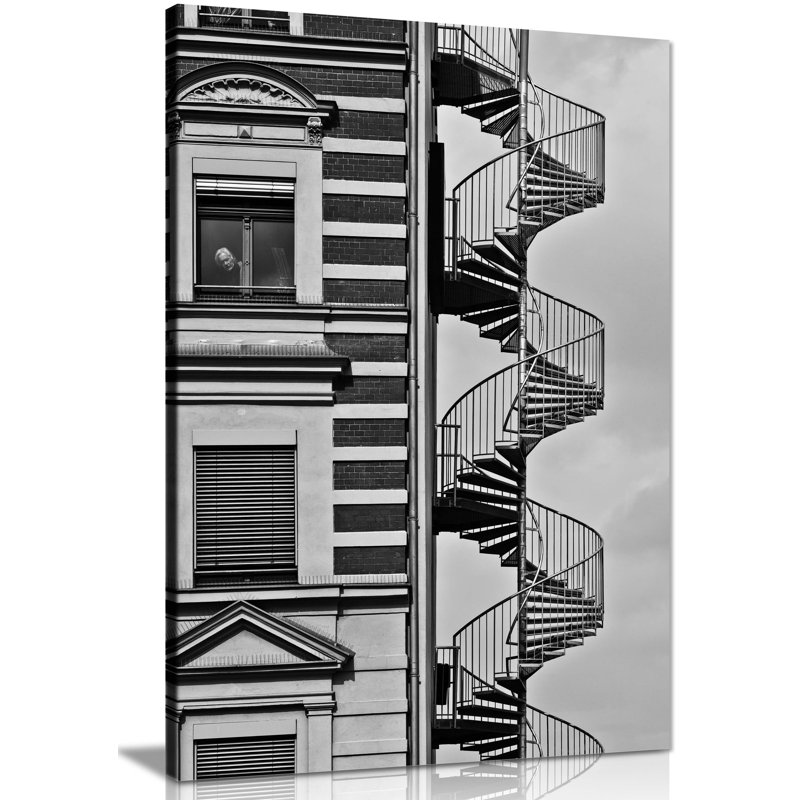 Spiral Stairs Facade - Wrapped Canvas Print, 31cm H x 20cm W x 1.8cm D