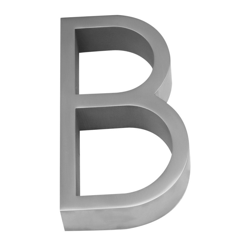 5" Floating Mount House Letter, B, Satin Stainless Steel