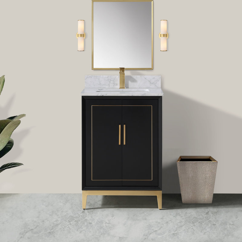 Gracie 24'' W Single Vanity, Midnight Black, Carrara Marble/Single Faucet Mount