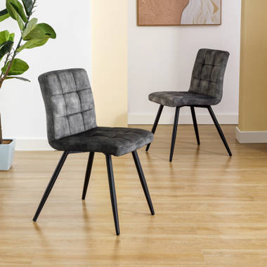 aus und Canora Bewertungen Kunstleder Moderne Corova-Esszimmerstühle Rautennähten konischen Grey mit & Metallbeinen