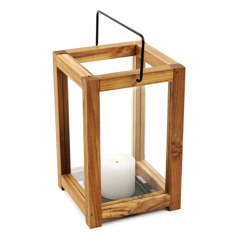 Loredana Wood Tabletop Lantern, 12'' H x 7.75'' W x 7.75'' D