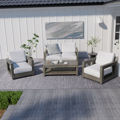 Marjani Outdoor Hand-Painted Aluminum Patio Loveseat With Gray Cushions by Latitude Run