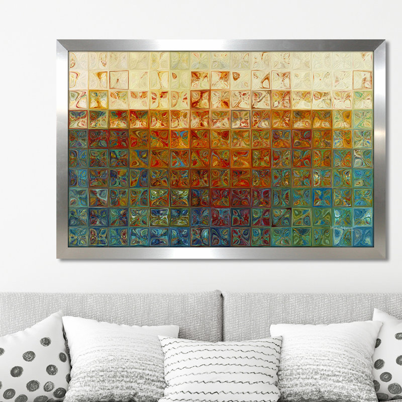 « modern mosaic tile », impression encadrée, H 21,5 po x l 27,5 po
