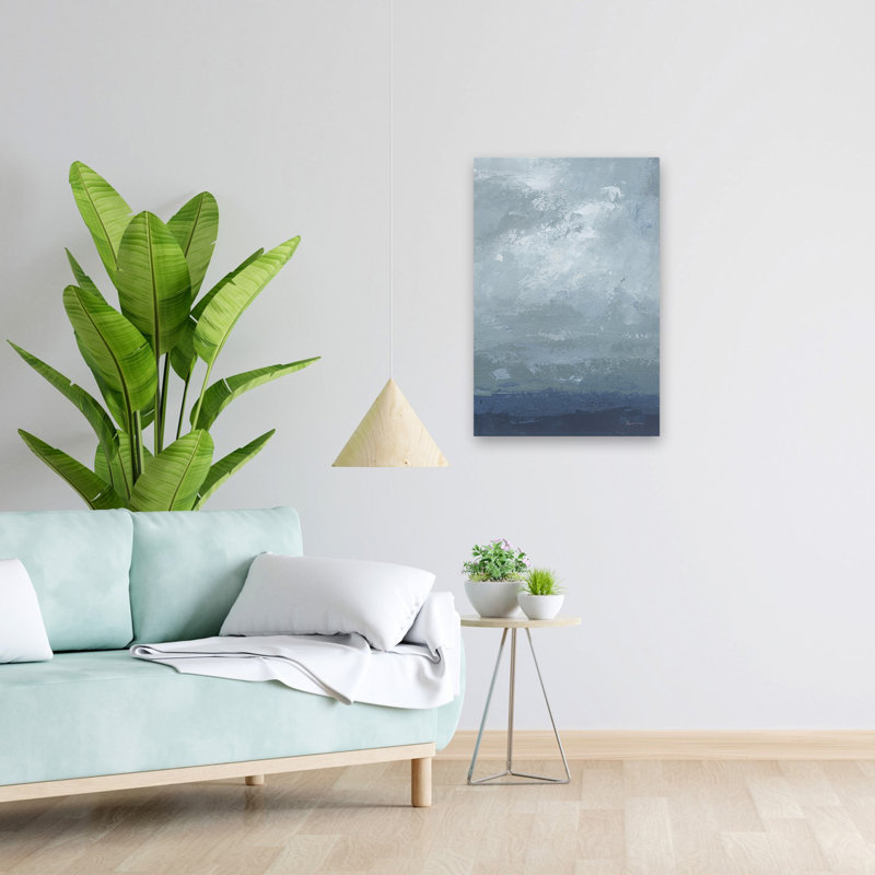 Blueprint - Abstract Blue Clouds Gray, 24" H x 16" W