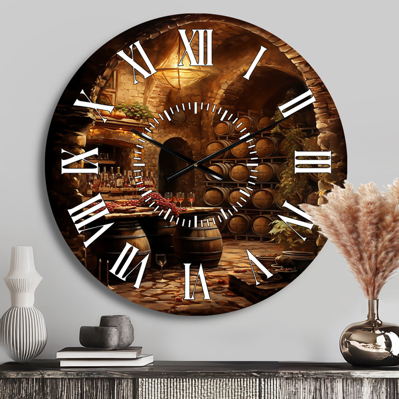 Wine Cellar Harmony - Food & Beverage White Face Wall Clock, Medium