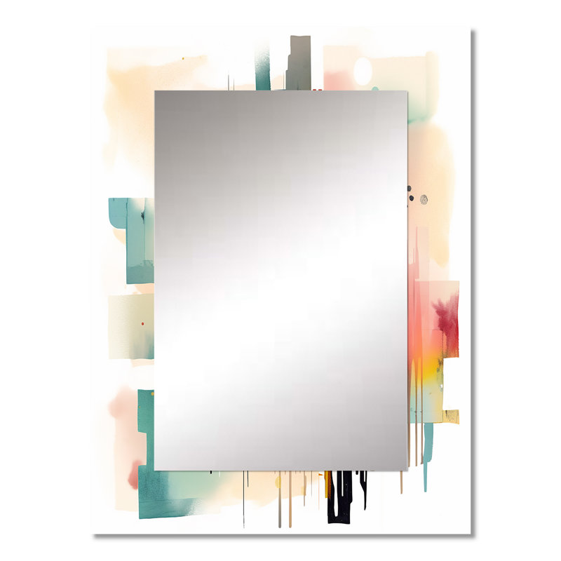 Orange et bleu artistique artistique II - miroir mural géométrique, miroir décoratif orange, impression d'art en métal