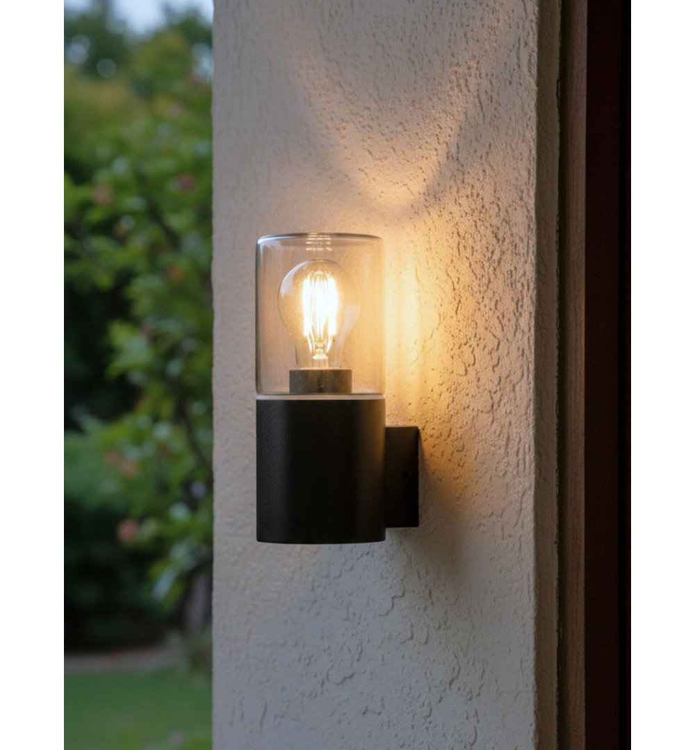 Black 21cm H Outdoor Armed Sconce