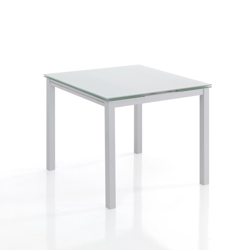 Temperance Glass Top Metal Base Dining Table, White