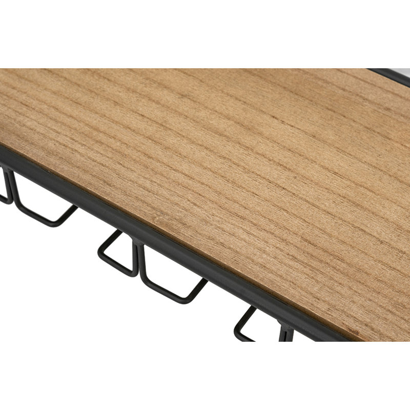 Tablette murale en bois 24 x 8,3 x 9,8 po avec cadre mince en fer noir et crochets de suspension
