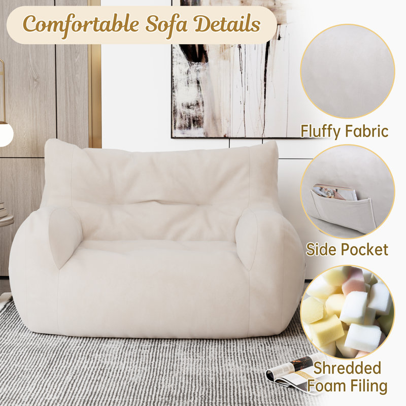 Fauteuil à billes double, Velours beige