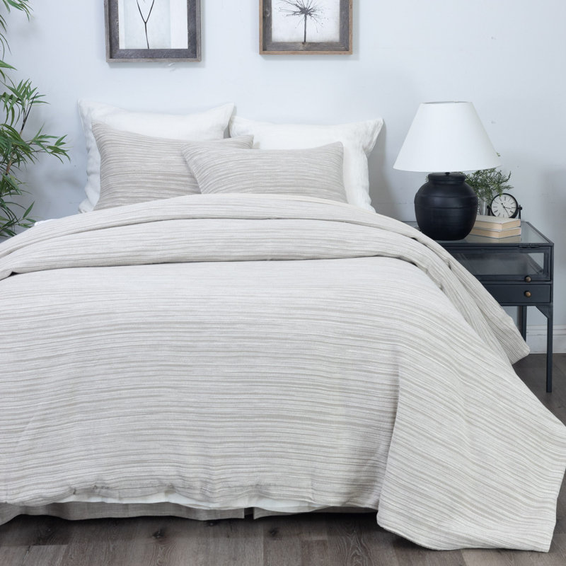 Ensemble de housse de couette en lin Hugh, Housse de couette très grand et 2 taies, Crème