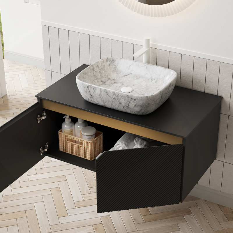 Meuble-lavabo de salle de bain avec lavabo, armoire de rangement murale pour salle de bain