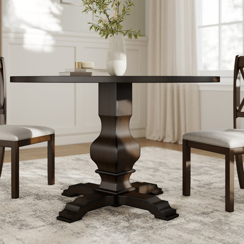 Keltner Round Solid Wood Base Dining Table, Espresso