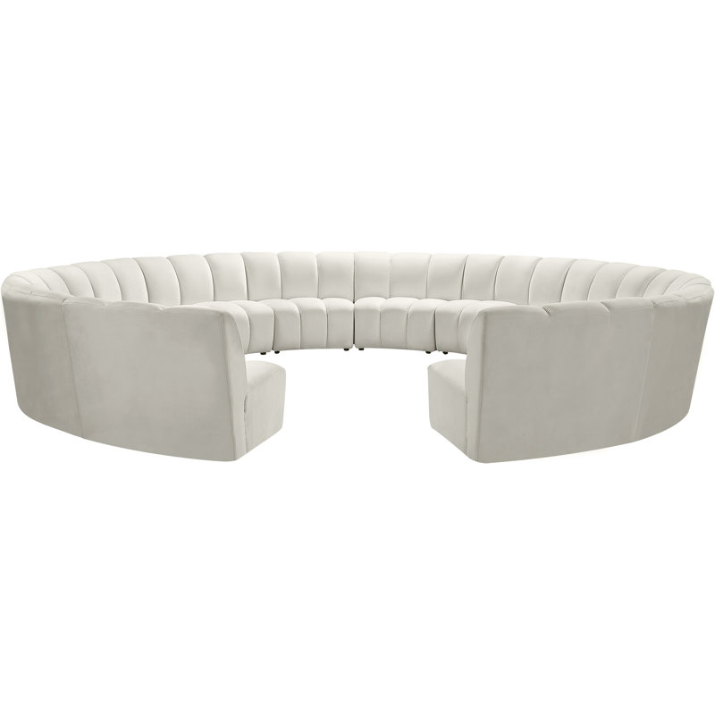 Canapé modulaire en velours Infinity, Velours crème, 12 pièces
