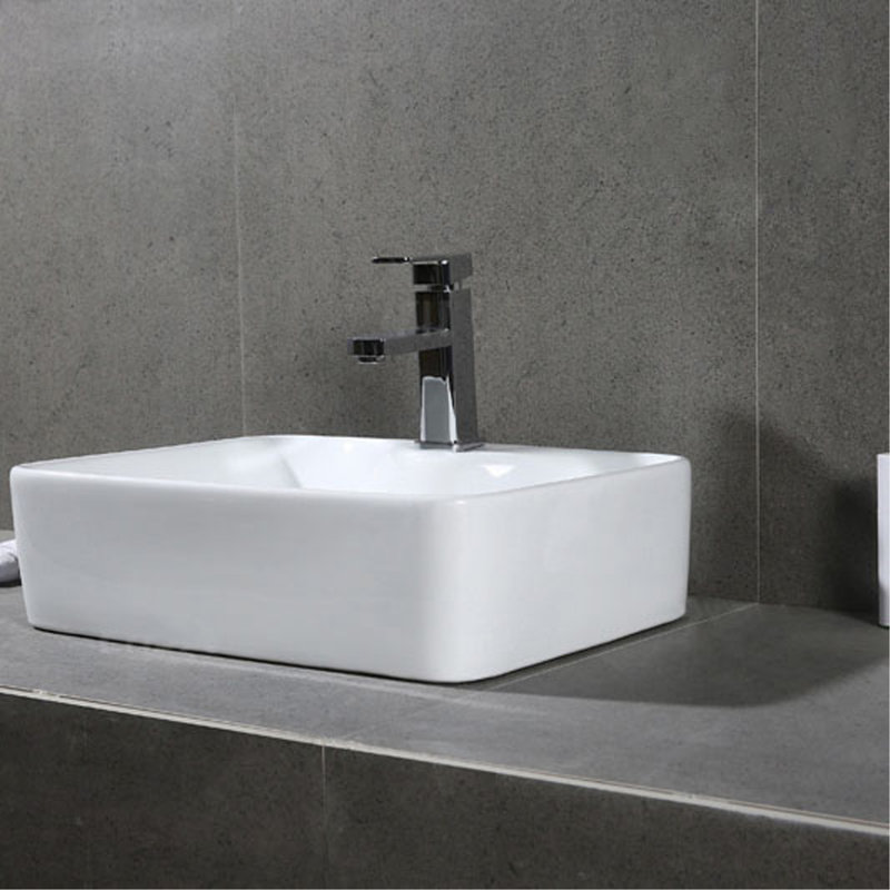 Fen White Ceramic Above-Counter Bathroom Vessel Sink