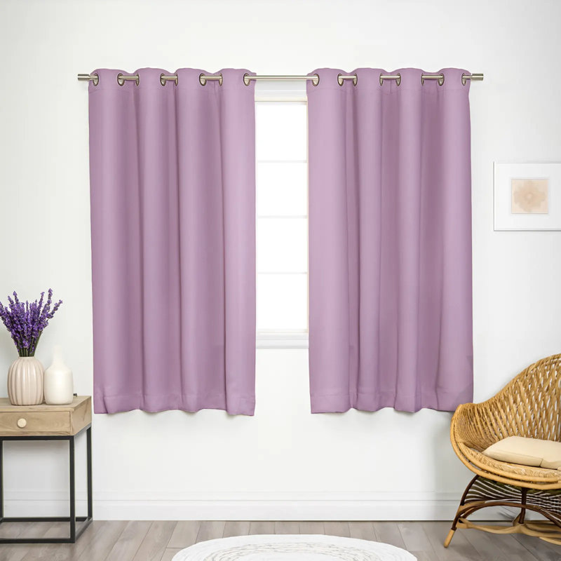 Adina Sevan Solid Thermal Grommet Curtain Panels, 52"W x 63"L, Lavender