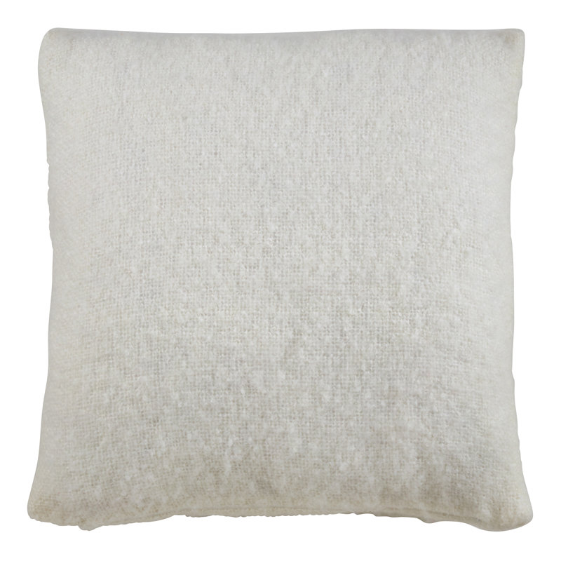 Ivory Faux Mohair Square Throw Pillow 22"