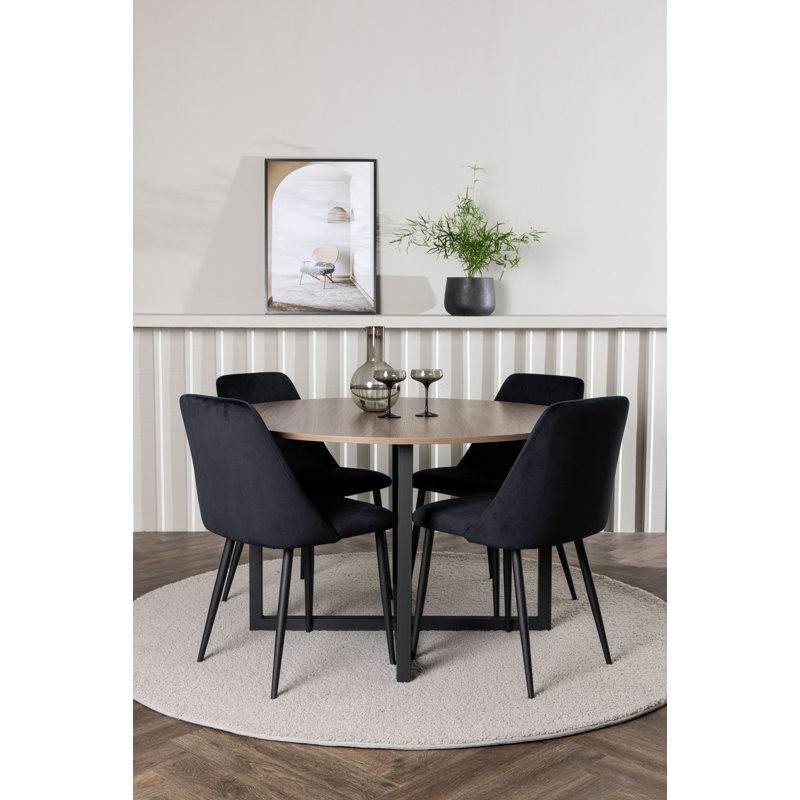 Vazquez 4 - Person Dining Set, Black, Black