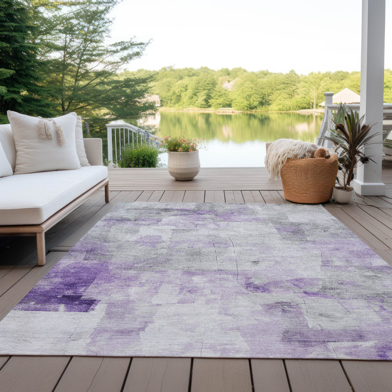 Tapis mauve lavable intérieur / extérieur Braeain , 8 pi x 10 pi