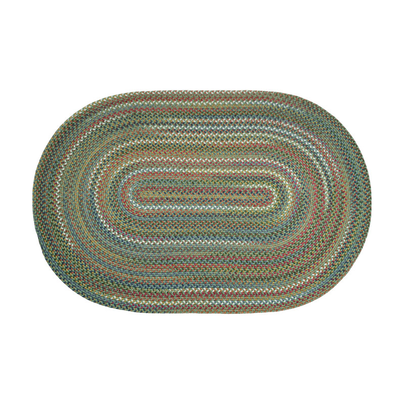 Orval Geometric Handmade Braided Area Rug, Oval 7' x 9', Green 