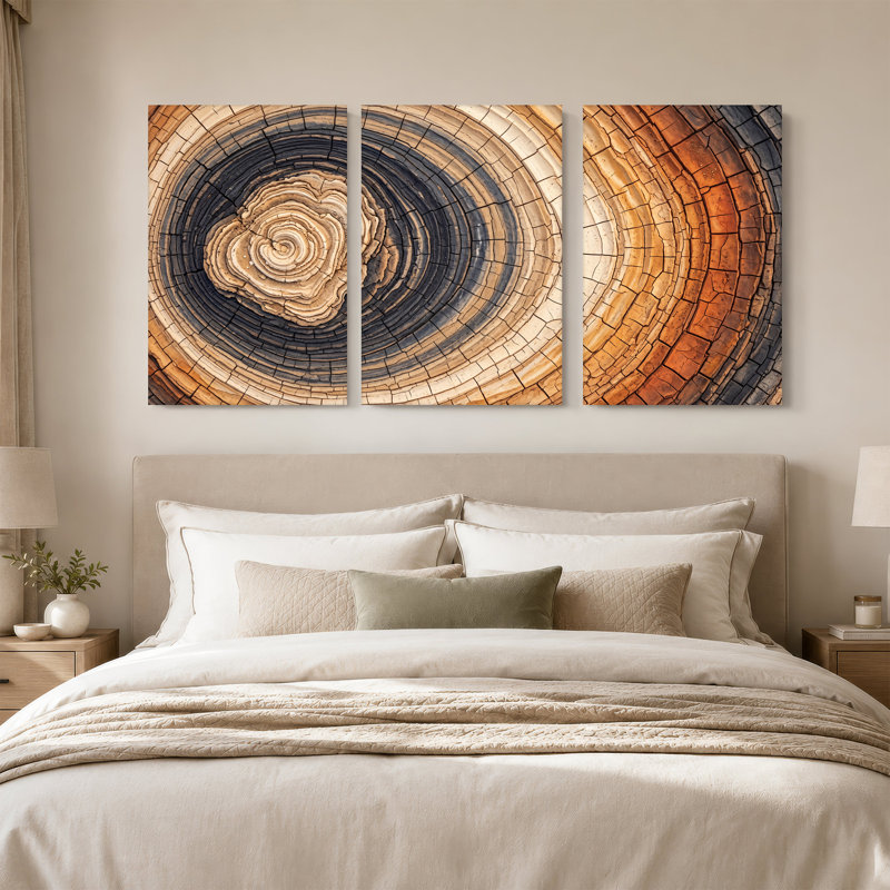 «Concentric Tree Rings», ensemble de 3 toiles tendues, H 18 po x l 12 po x 3 pièces