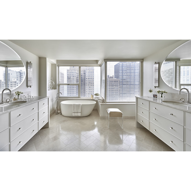 Ston 58" x 30" Freestanding Soaking Solid Surface Bathtub, White