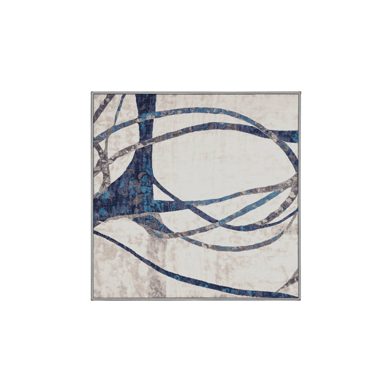 Tapis gris soyeux et moelleux, Carré 8 pi