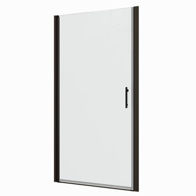 Porte de douche noire matte avec pivot universel - verre trempé de 1/4 po, réglable de 1 3/8 po, performance de fuite fine, processus d'installation facile en 36 000 fois, test d'étanchéité, simple