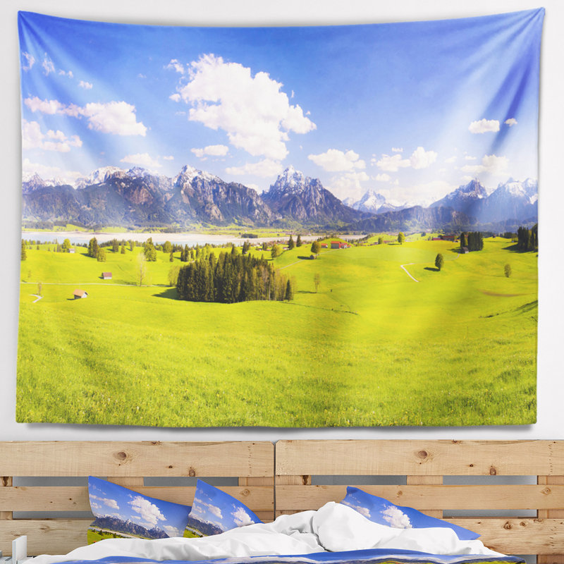 Paysage, paysage de bavière, vert, tapisserie, paysage, H 32 po x l 39 po