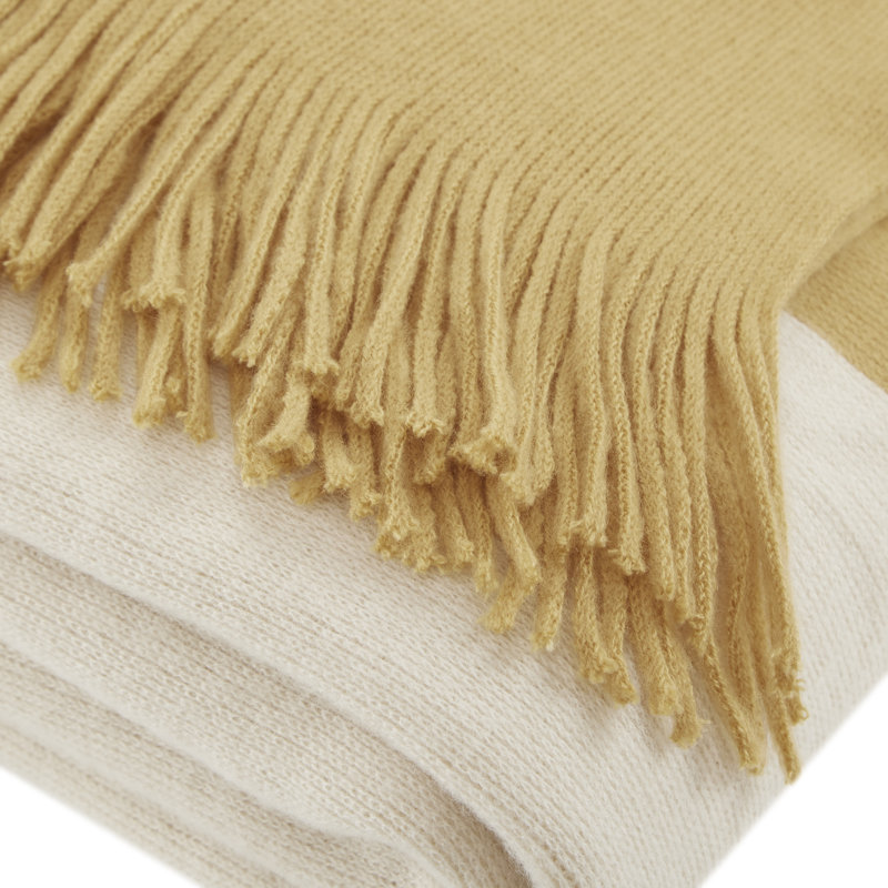 Linea Color Block Faux Cashmere Throw, Yellow