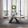 Recline 9 - Piece 110.23'' Extendable Sintered Stone Dining Table with 8 Fabric Chairs Dining Set