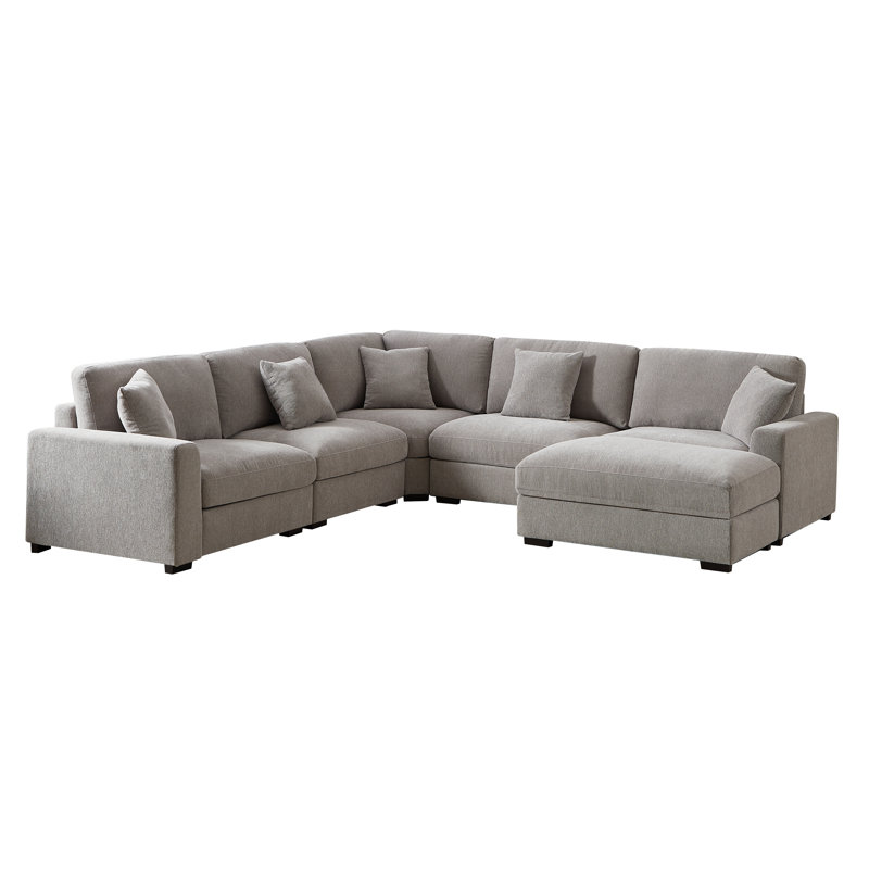 Ortensio Reversible Modular Corner Sectional, Light Gray 100% Polyester