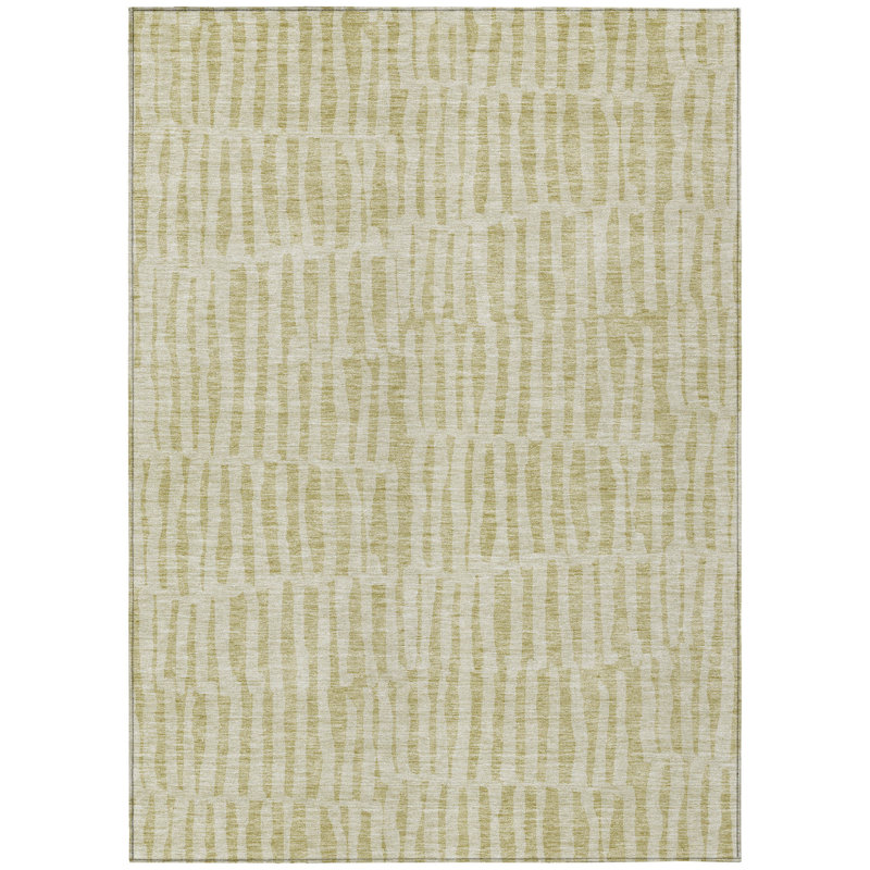Tapis intérieur lavable rayé brun clair 5 pi x 8 pi