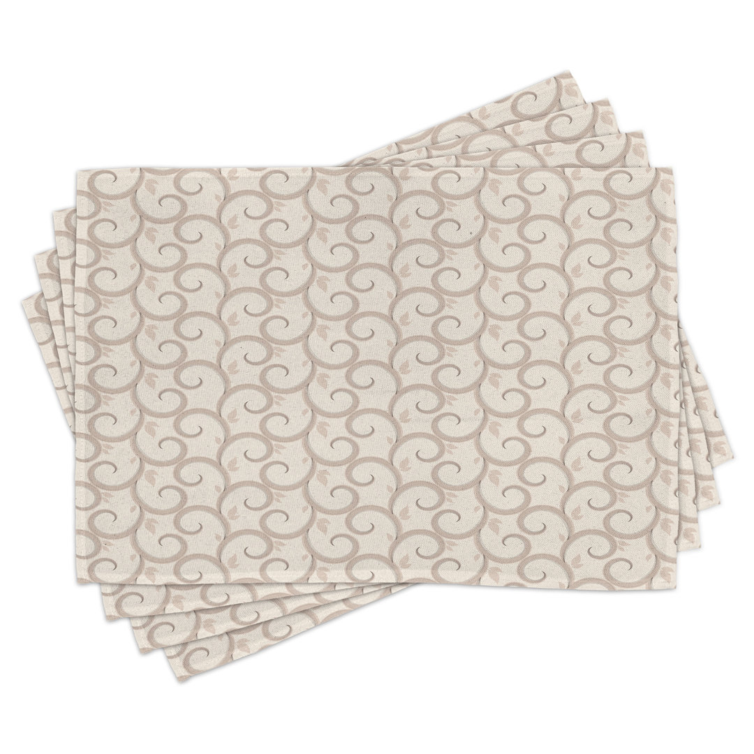 Platzdeckchen 4er Set, Barock Retro Floral, Beige