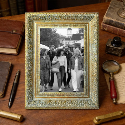 Cadre photo traditionnel doré antique 1 pièce 8 po x 10 po avec tablette