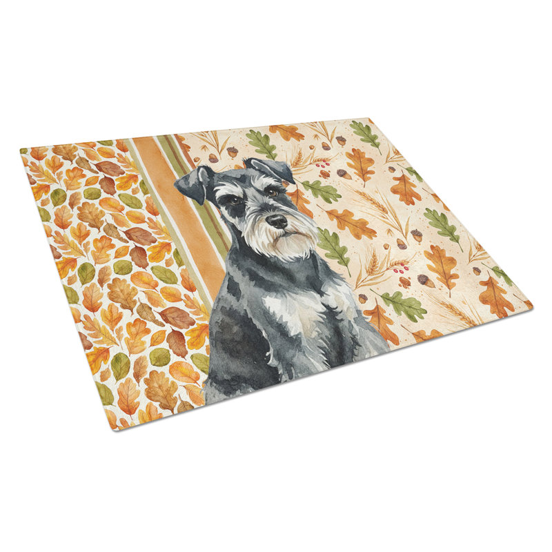 Planche à découper en verre noir et argent Schnauzer