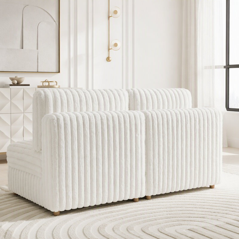 Upholstered 57.48 " Fabric Sofa, Beige