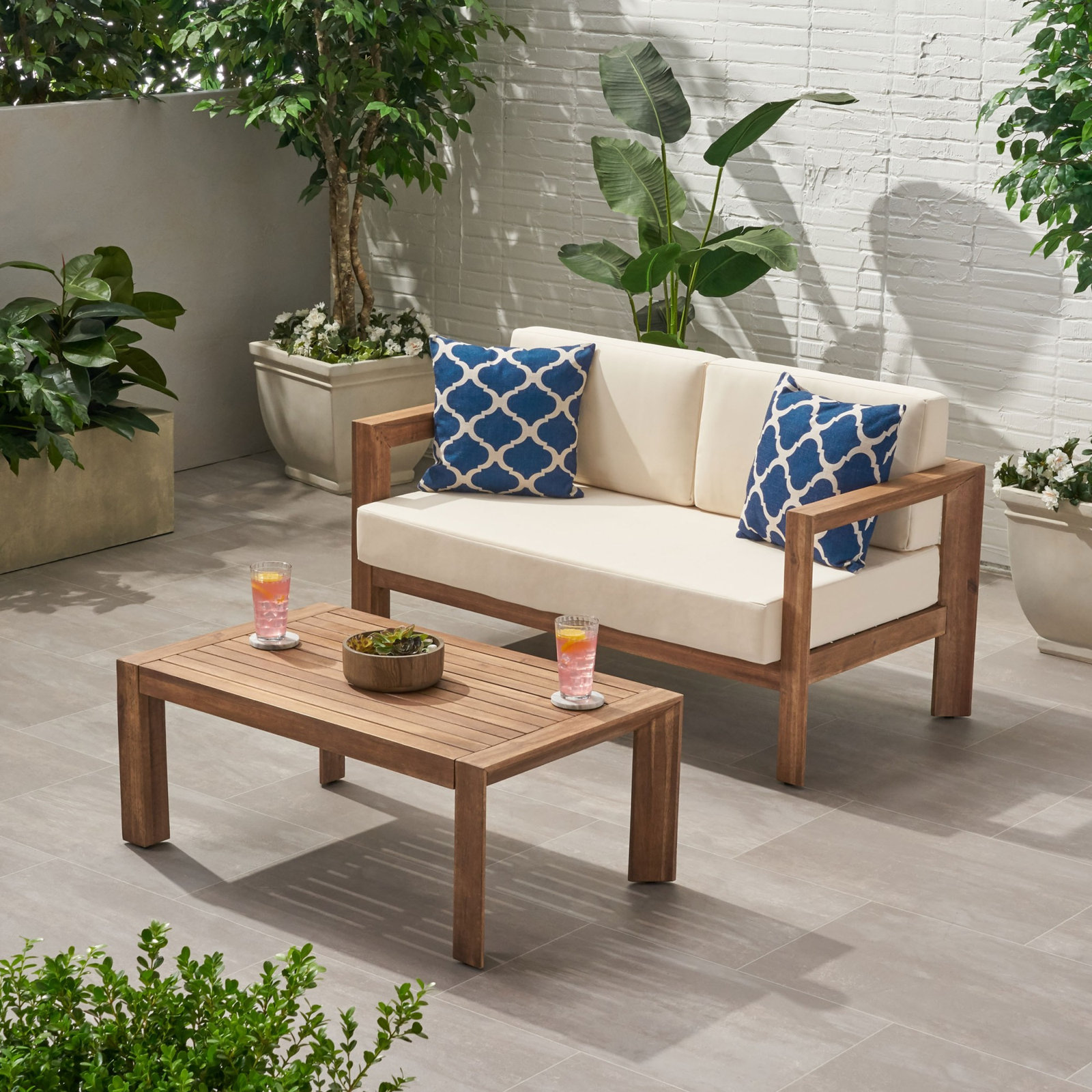 Francesco 2-Person Acacia Patio Seating Group
