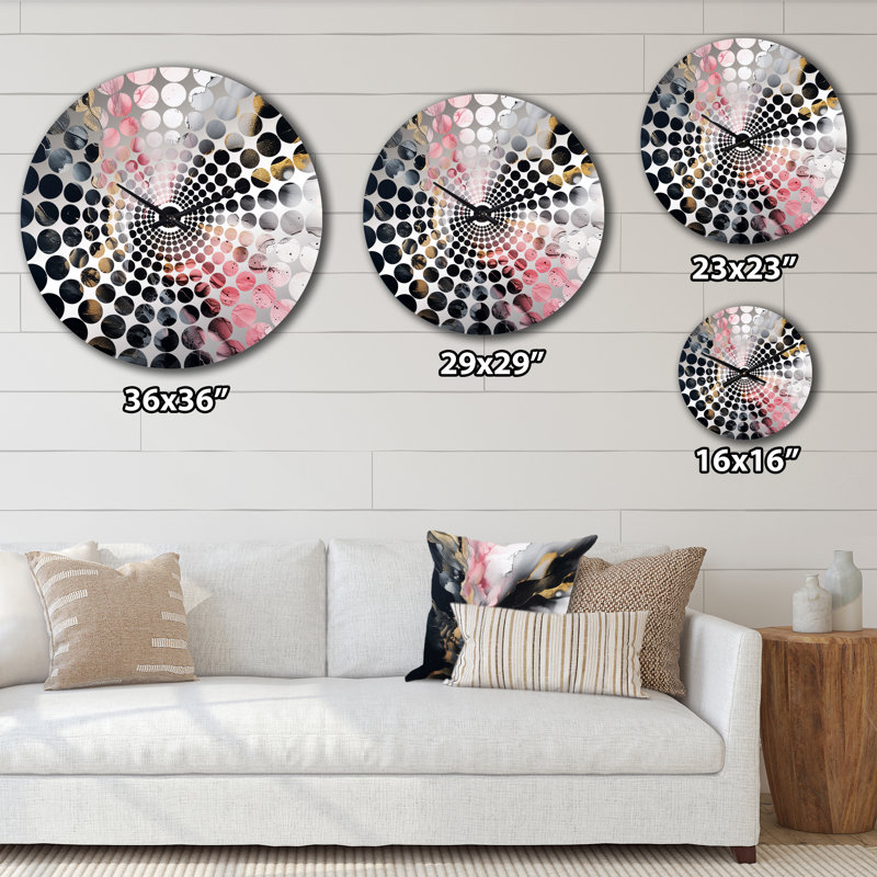 Horloge murale abstraite en marbre noir et or III, Grand