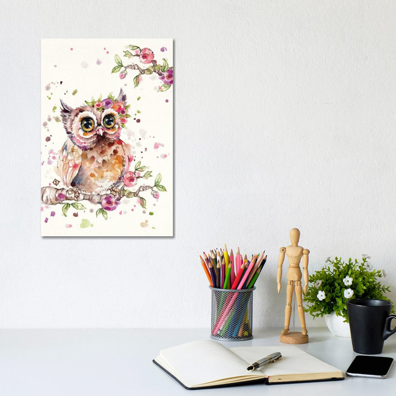 Sweet Owl by Sillier Than Sally - Wrapped Canvas Painting, 30.48cm H x 20.32cm W x 1.91cm D
