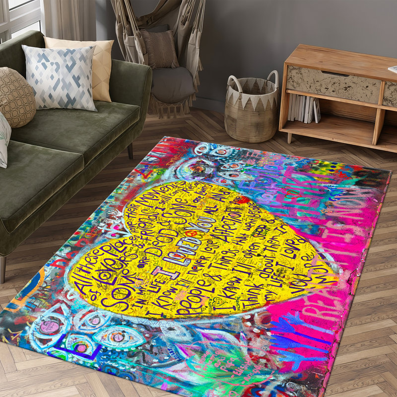 Soft Non-Woven Printed Rug Featuring a Beautiful Floral Design in Vibrant Shades of Blue and Green Perfect for Adding a Splash of Color to Any Room
