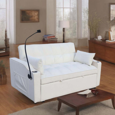 Canapé-lit en velours avec futon et causeuse
