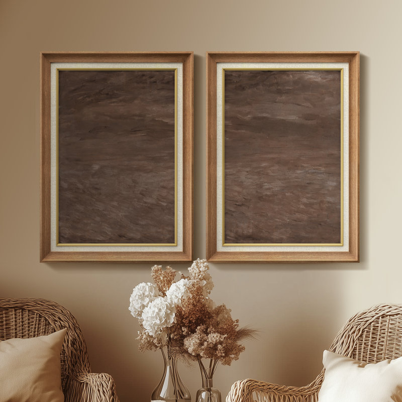 Set of 2 Premium Framed Art Artworks on Premium Canvas with 26"x36" Frame, Natural