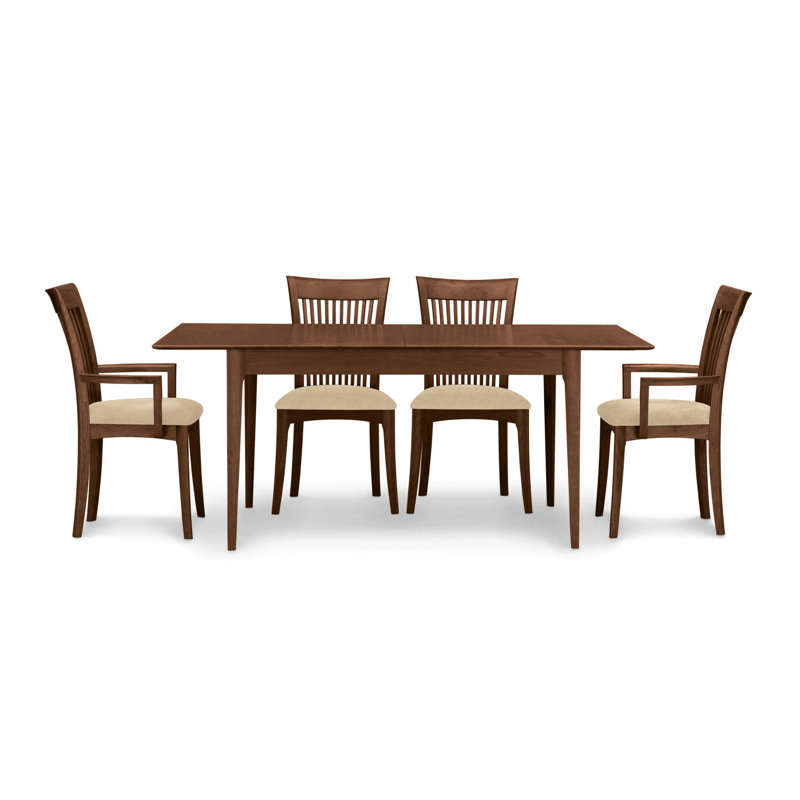 Sarah 5 - Piece Dining Set, Saddle Cherry, Slate (M10245) Fabric, 30" H x 48" W x 36" D